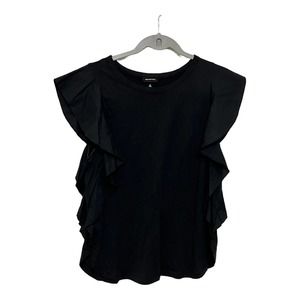 Who What Wear Black Sleeveless with ruffles Size Small